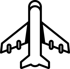 Down View Airplane Outline Icon Svg Set, Free Vectors File